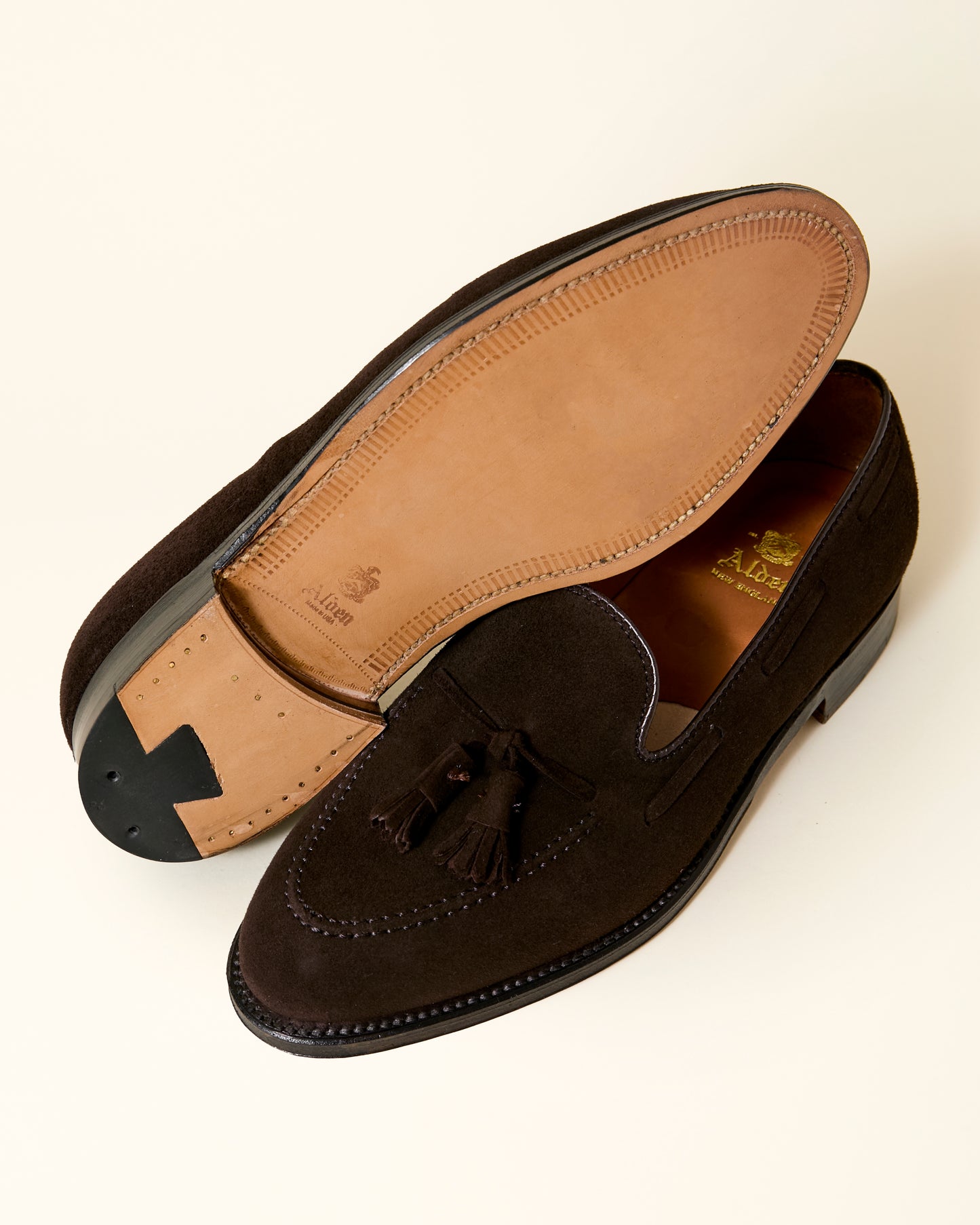 666 Tassel Loafer in Mocha Brown, Kid Suede, Aberdeen Last