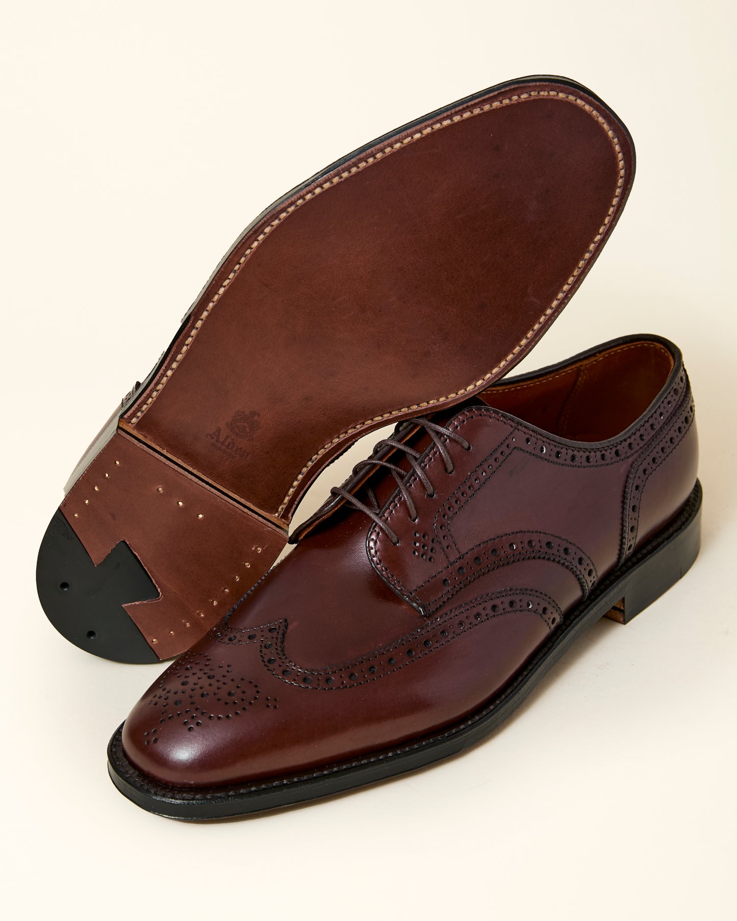"Carlos" Wing Tip Derby in Dark Brown Calfskin, Plaza Last