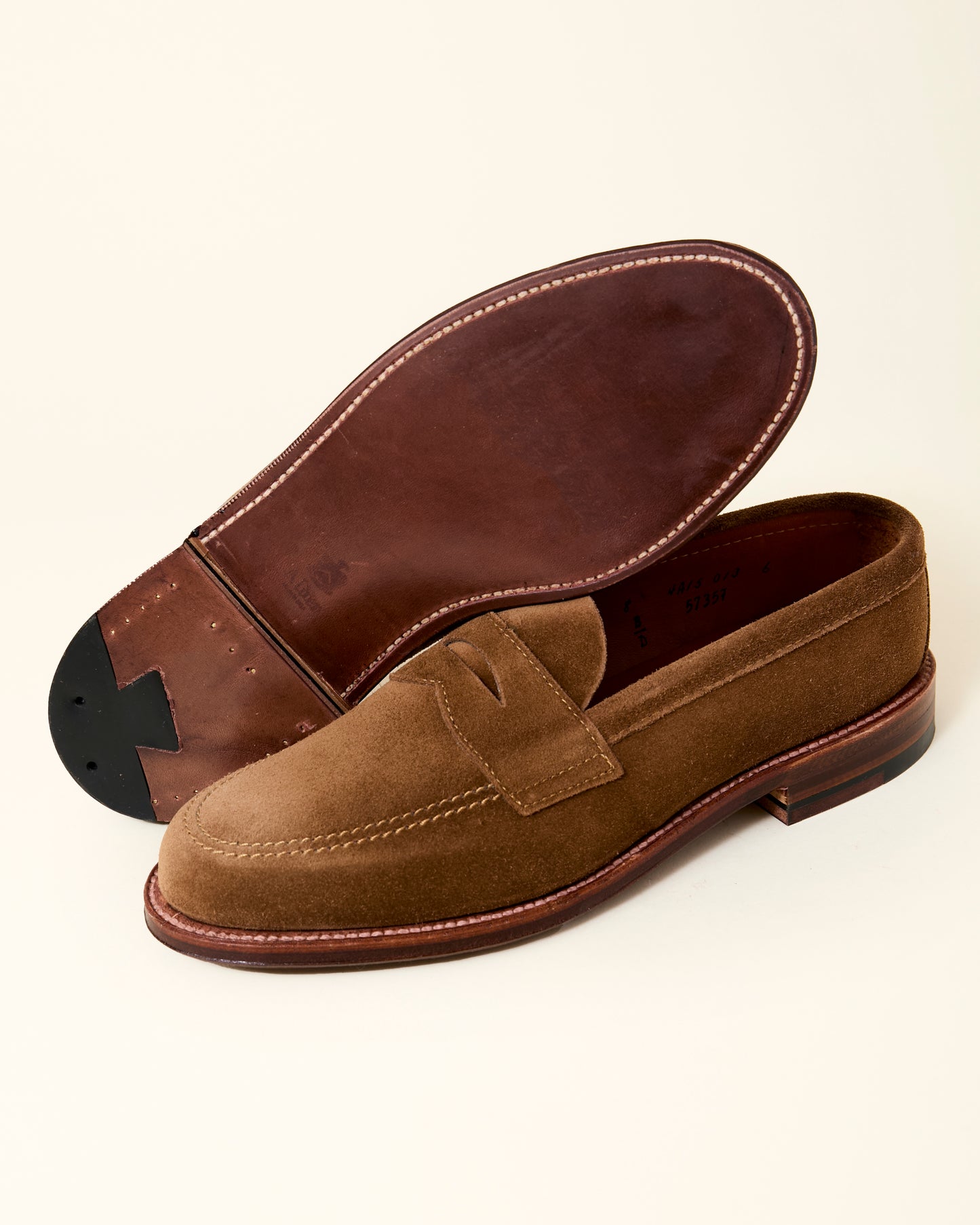 5735F Unlined Penny Loafer in Snuff Suede, Van Last