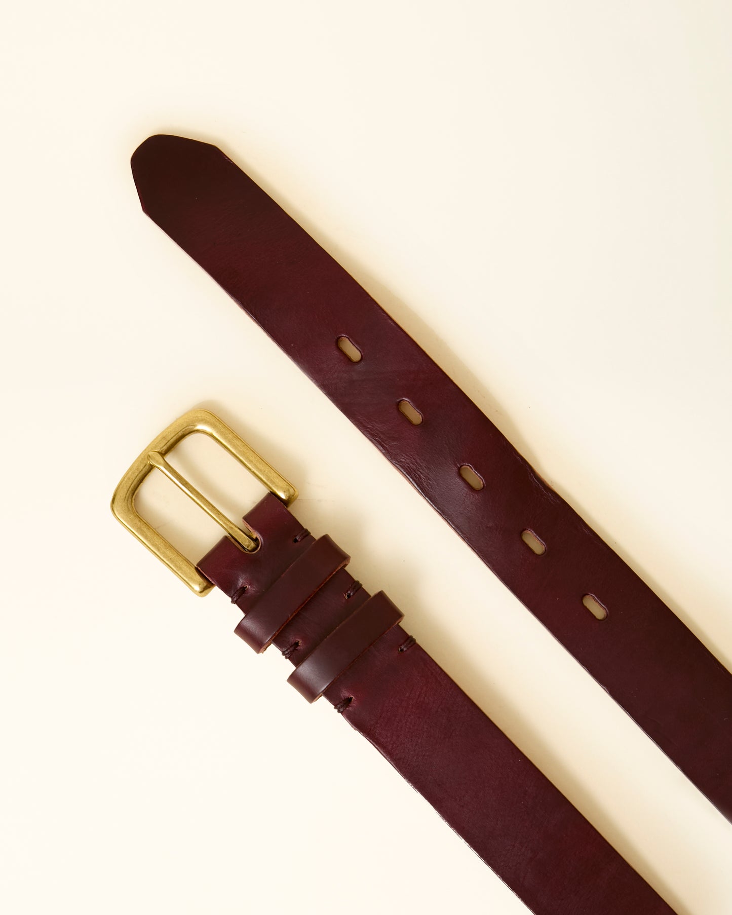 Color 8 Burgundy Chromexcel Leather Belt - Brass - 35mm