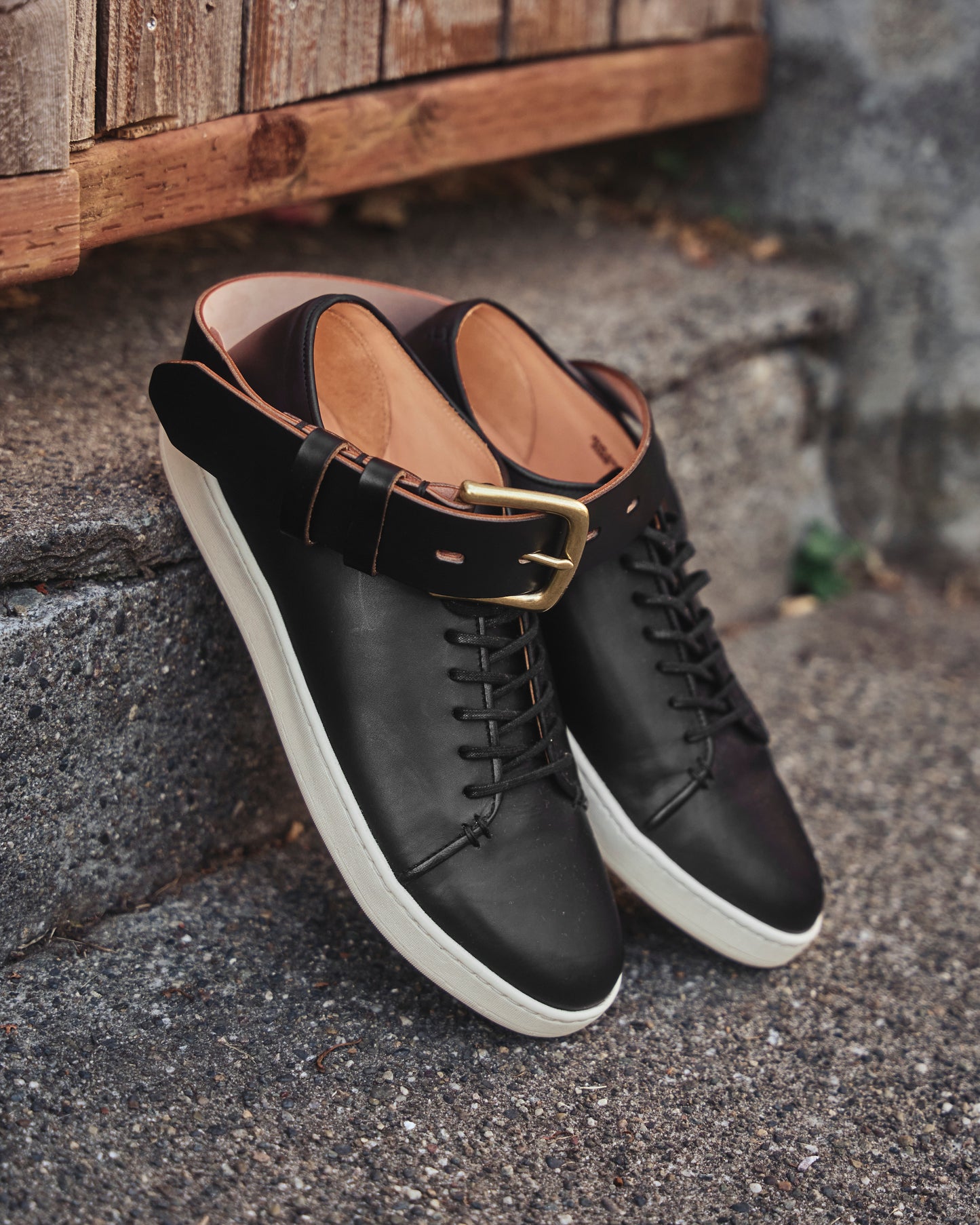 Harlestone Derby Sneaker - Black Veg Tan Calf - Off White Sole