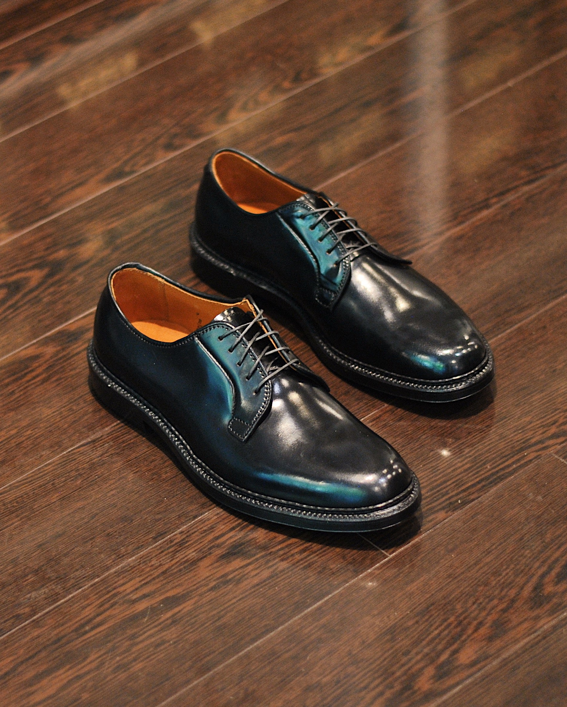 9901 Plain Toe Blucher in Black Shell Cordovan Barrie Last