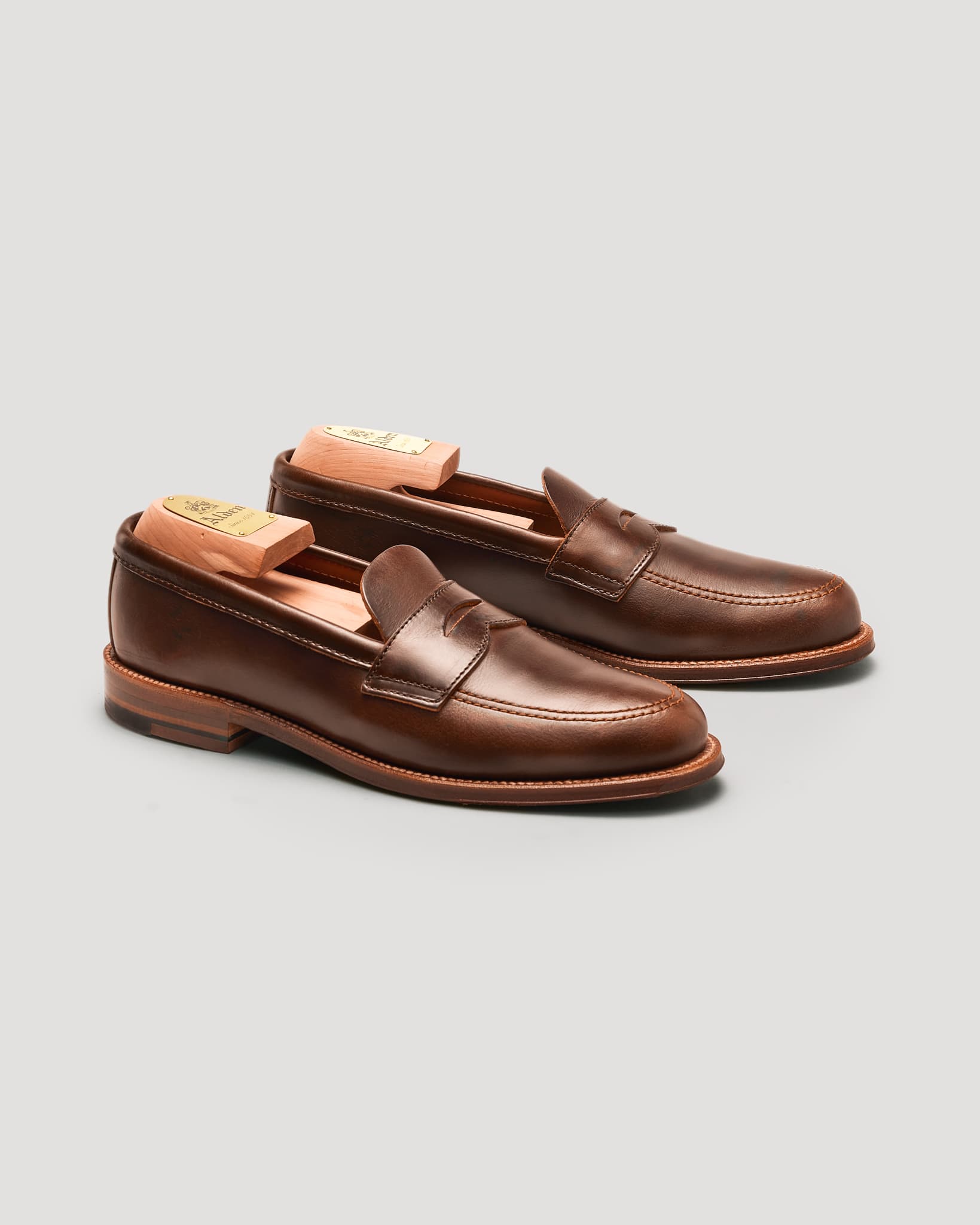 5741F Unlined Penny Loafer in Brown Chromexcel, Van Last – Brick +