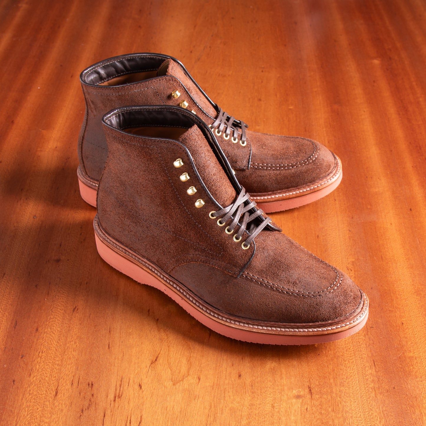 “Moss Bay” Indy Boot in Tobacco Reverse Chamois, Trubalance Last