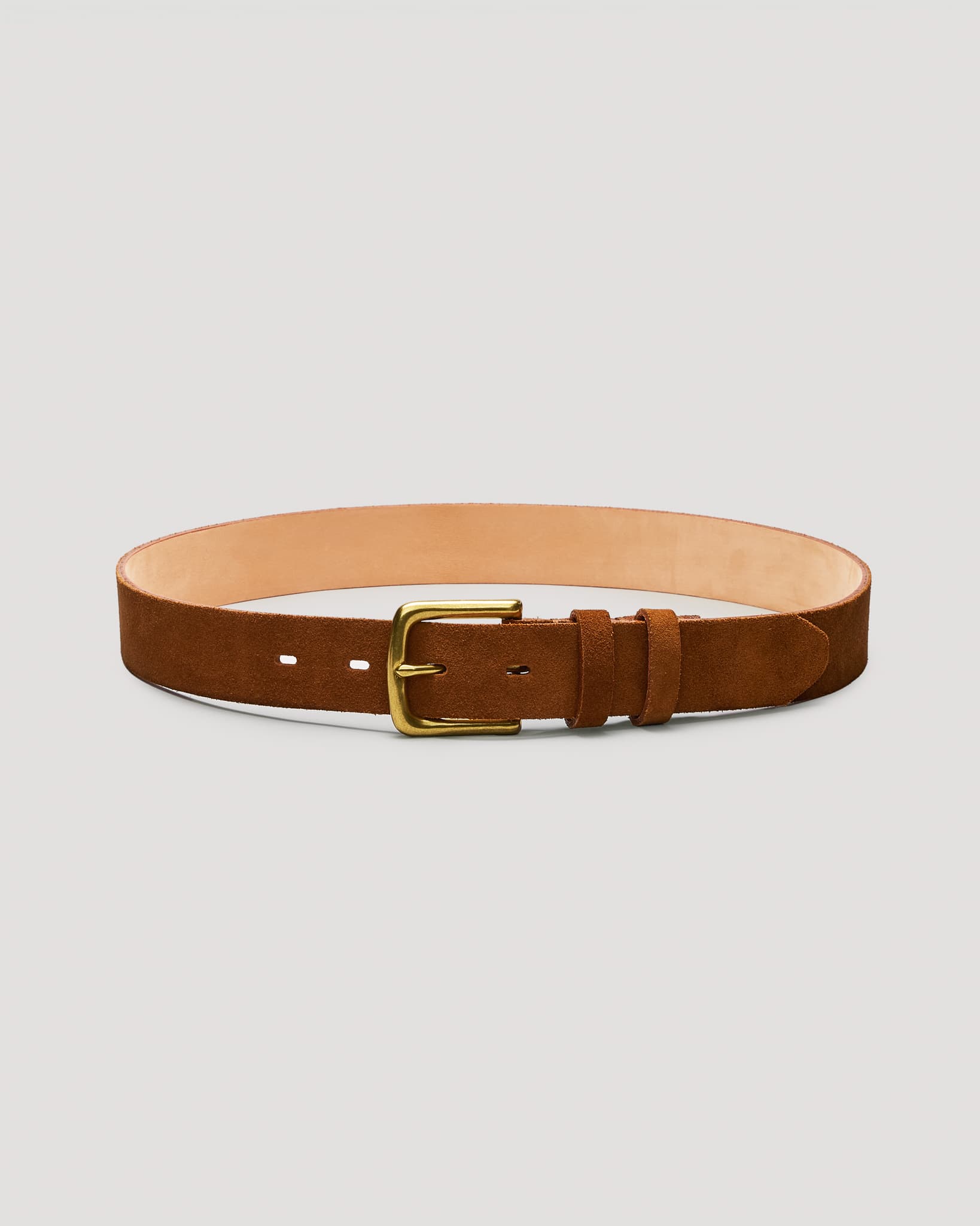 Repello Calf Snuff Suede Leather Belt - Brass - 35mm – Brick  display picture 2