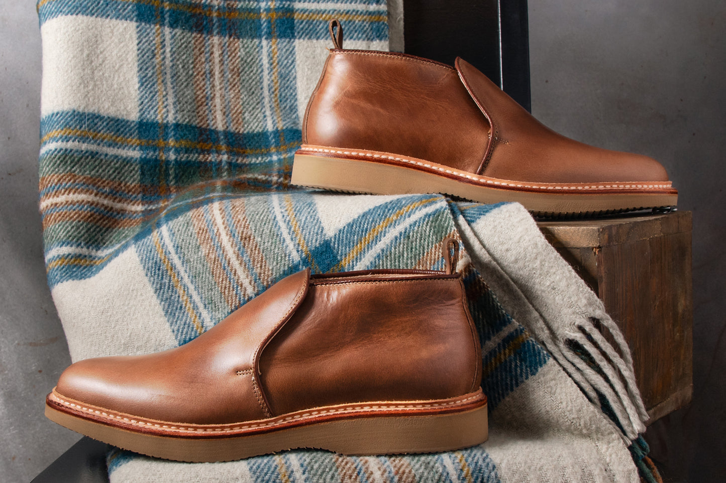 "Oak Harbor" Slip-On Chukka Boot in Natural Chromexcel, Barrie Last