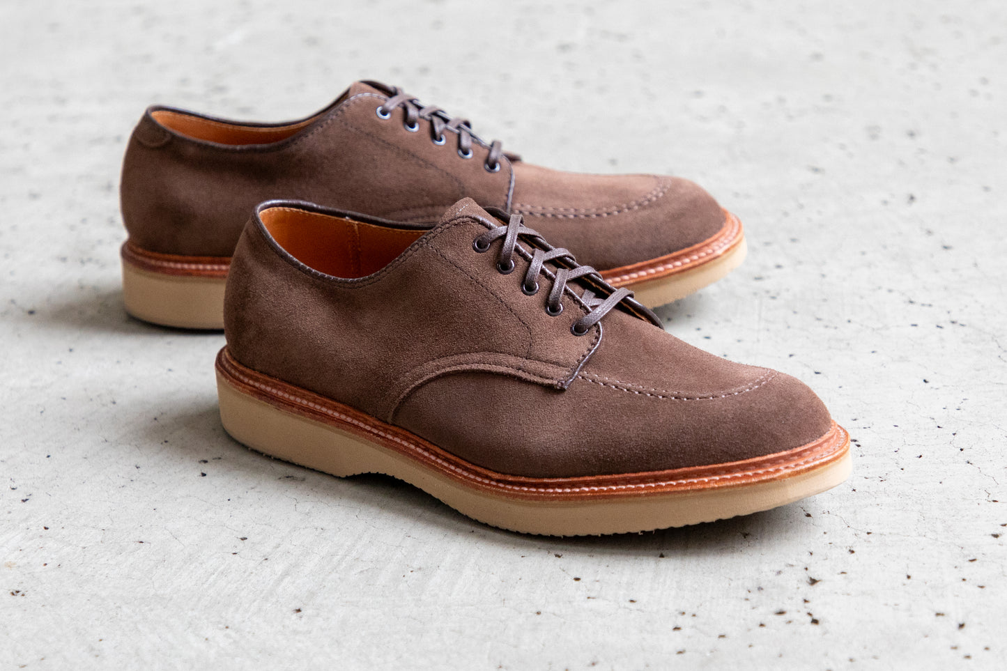 "Westport" Indy Shoe in Humus Brown Suede, Trubalance Last
