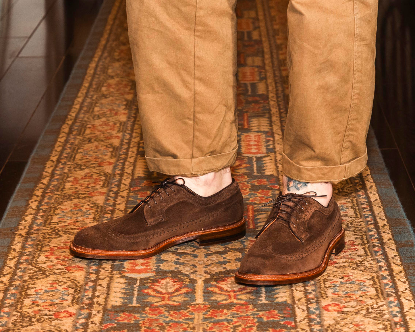 "Scholar" Long Wing Blucher in Humus Suede, Barrie Last