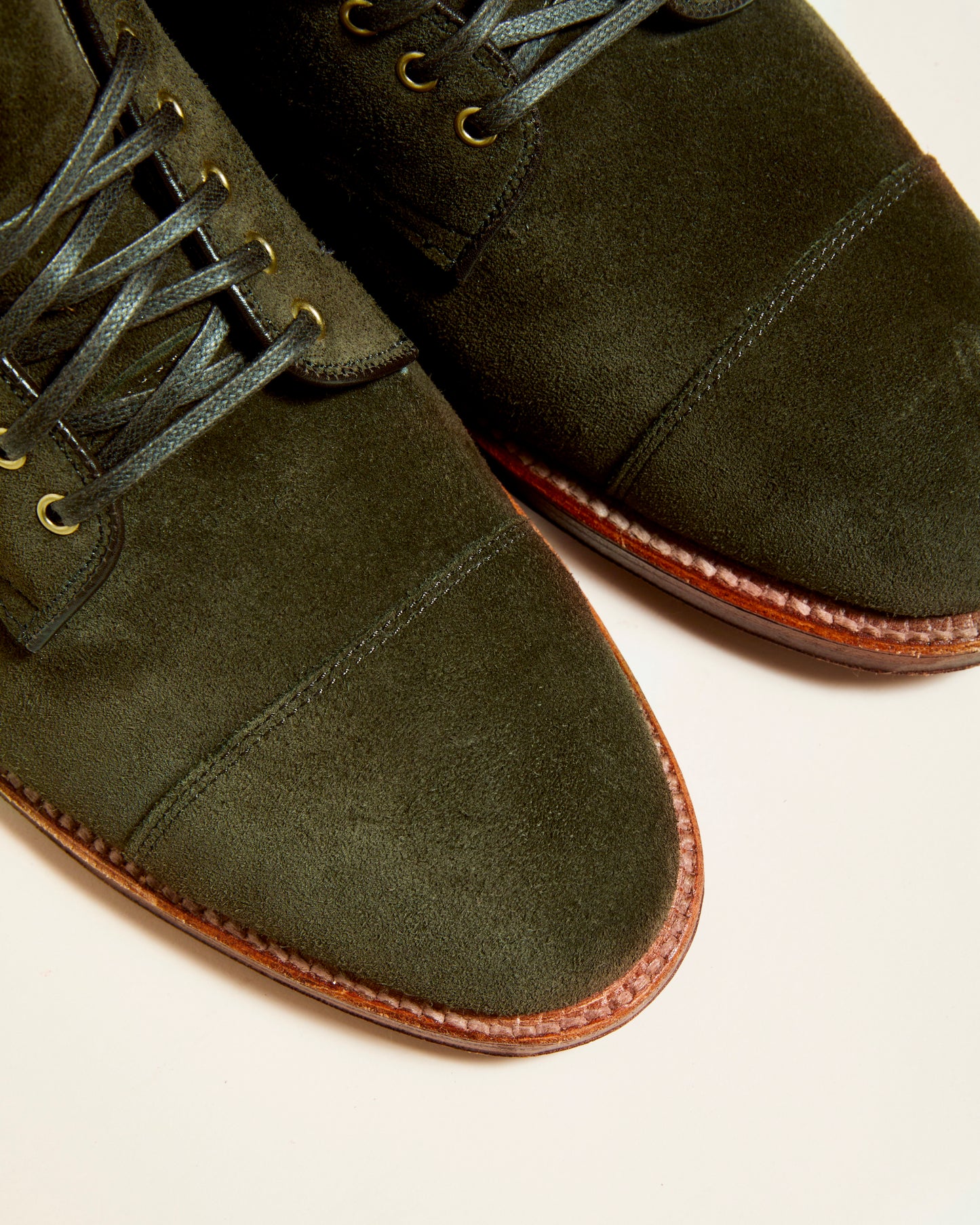 "Marvaments" Straight Tip Boot in Loden Green Suede, Grant Last