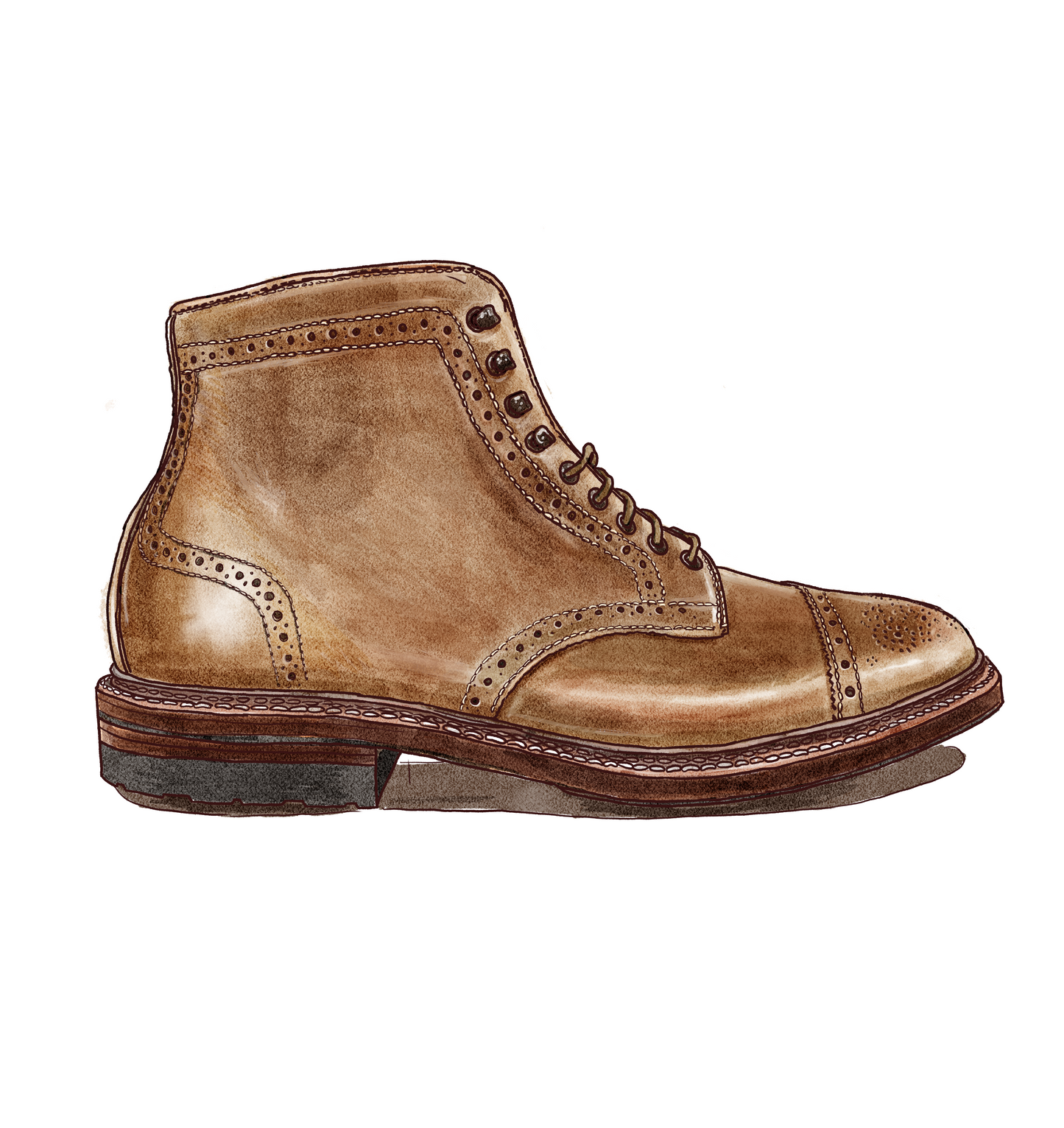 "Golden" Perforated Tip Boot in Natural Chromexcel, Barrie Last