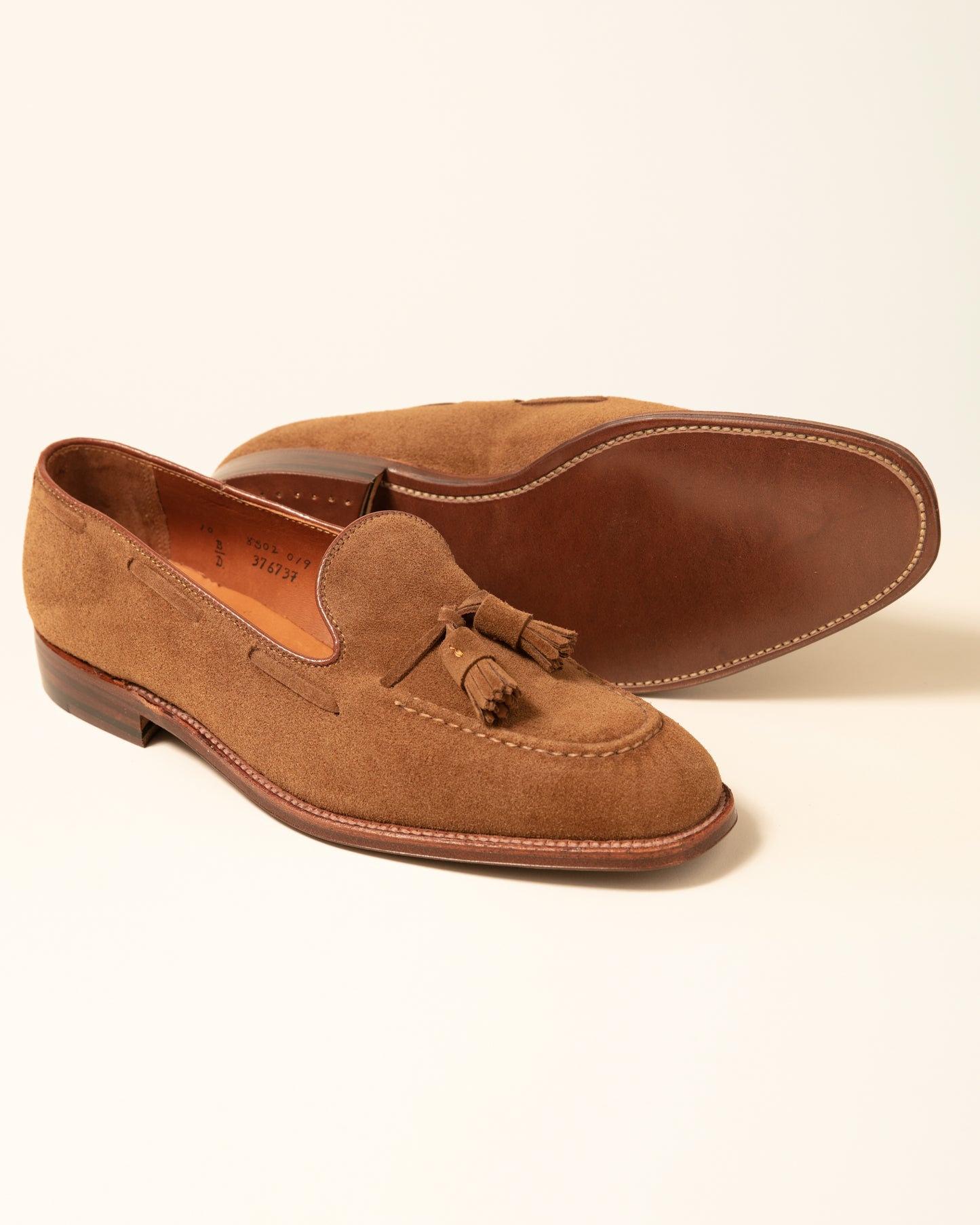 "Bright" Handsewn Tassel Loafer in Snuff Suede - Plaza - Leather