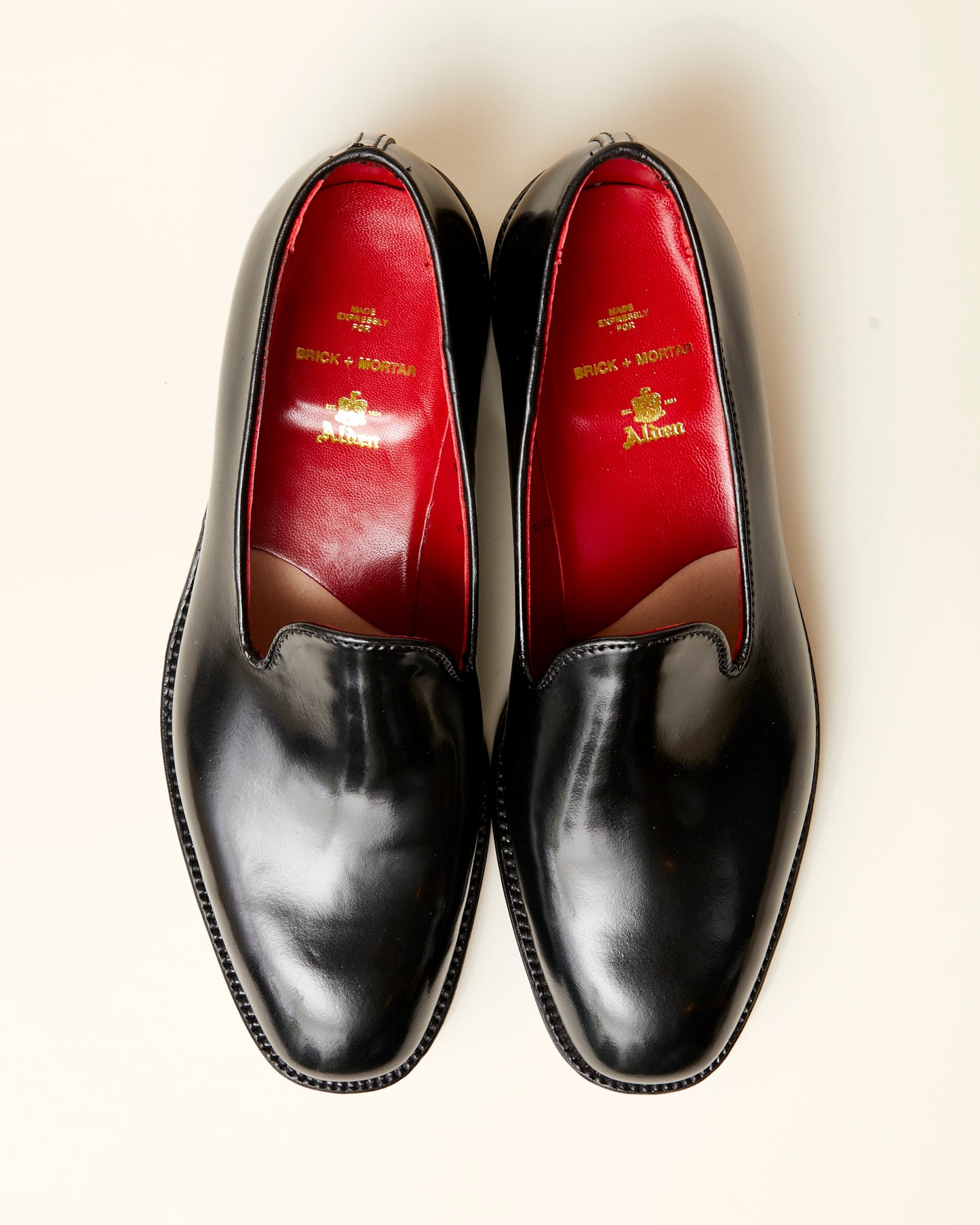 "Promenade" Plain Toe Slip On Loafer in Black Shell Cordovan, Plaza Last