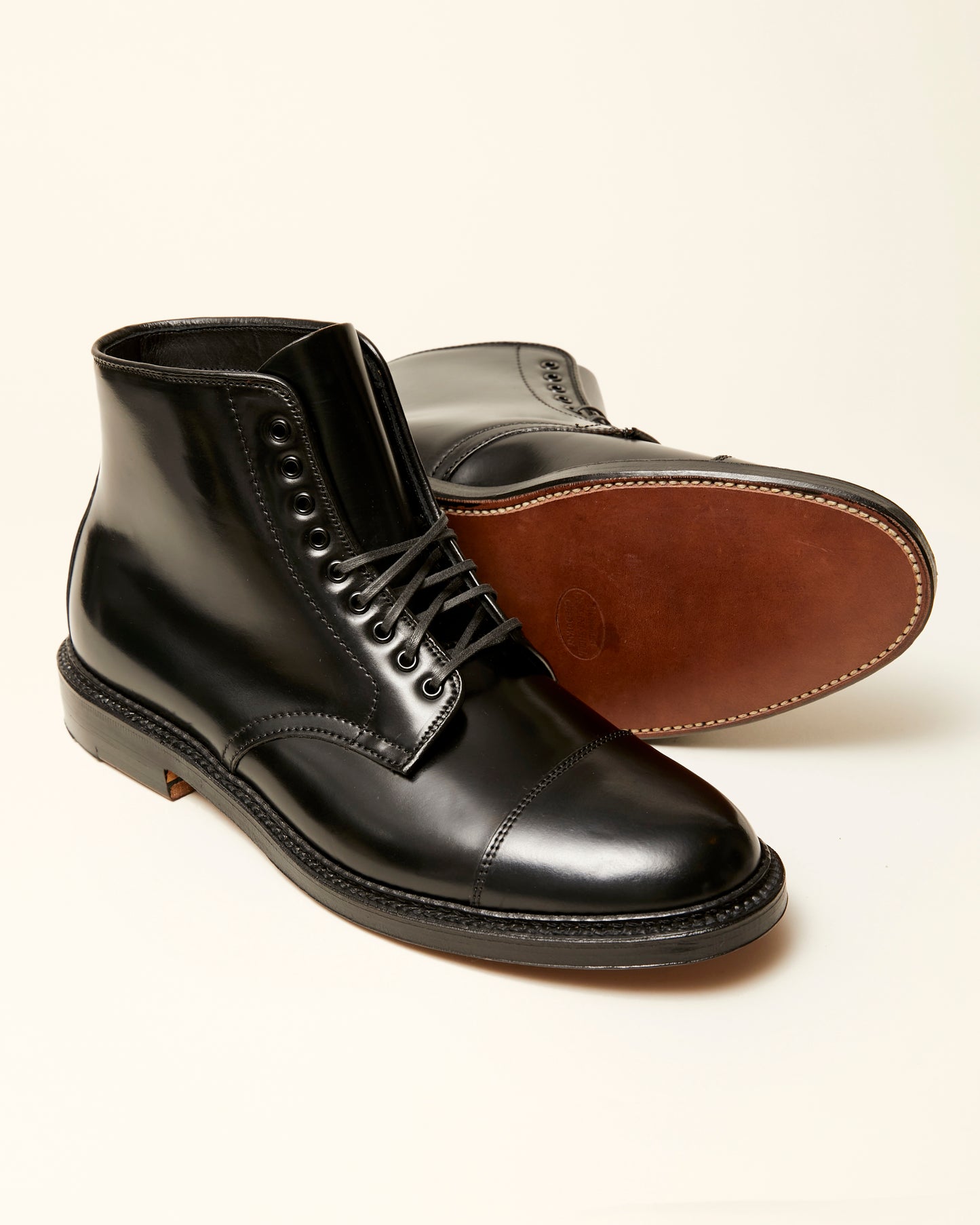"Downtown" Straight Tip Boot in Black Shell Cordovan, Barrie Last