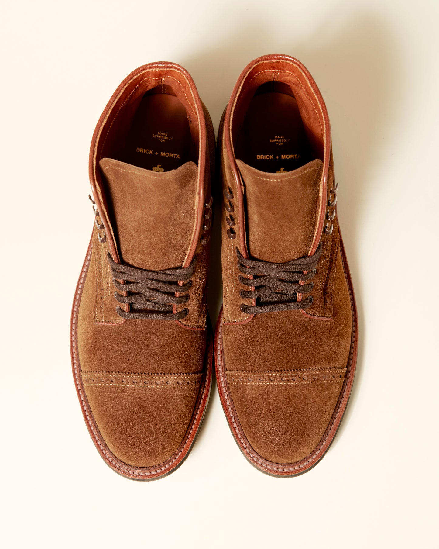 "Davis" Perforated Tip Boot in Snuff Suede, Barrie Last