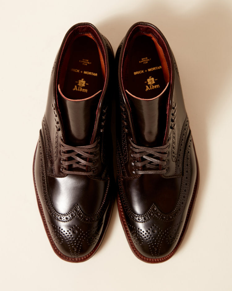 "Laurelhurst" Wing Tip Boot in Color 8 Shell Cordovan, Plaza Last