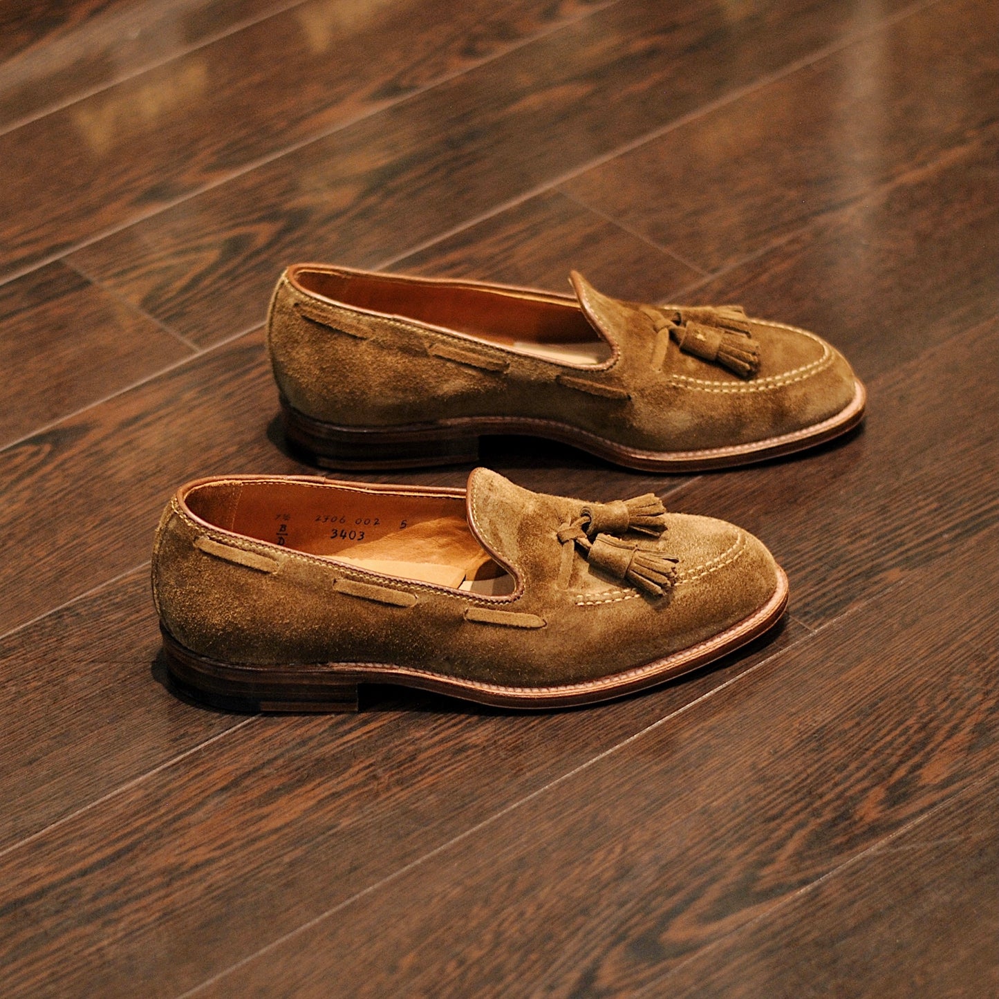 3403 Tassel Loafer in Snuff Suede, Aberdeen Last