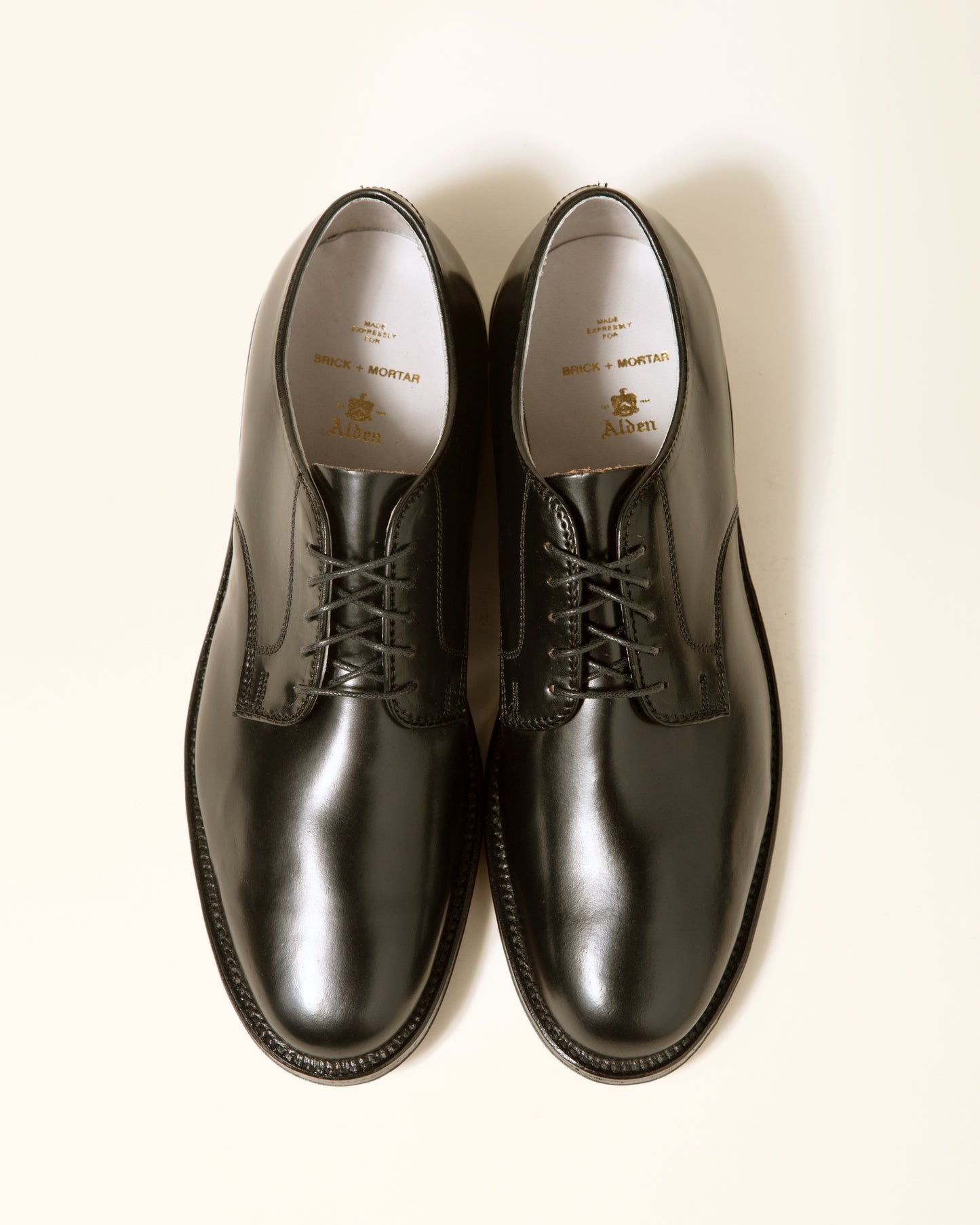 "Victory Heights" Unlined Plain Toe Derby in Black Shell Cordovan, Barrie Last