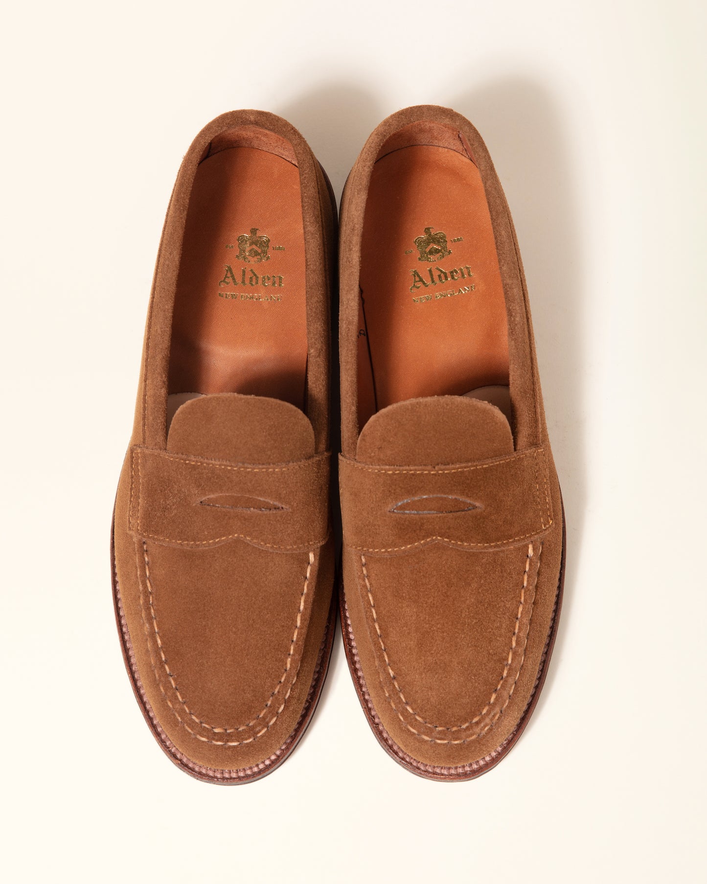 6243F Unlined Leisure Handsewn Penny Loafer in Snuff Suede, Van Last