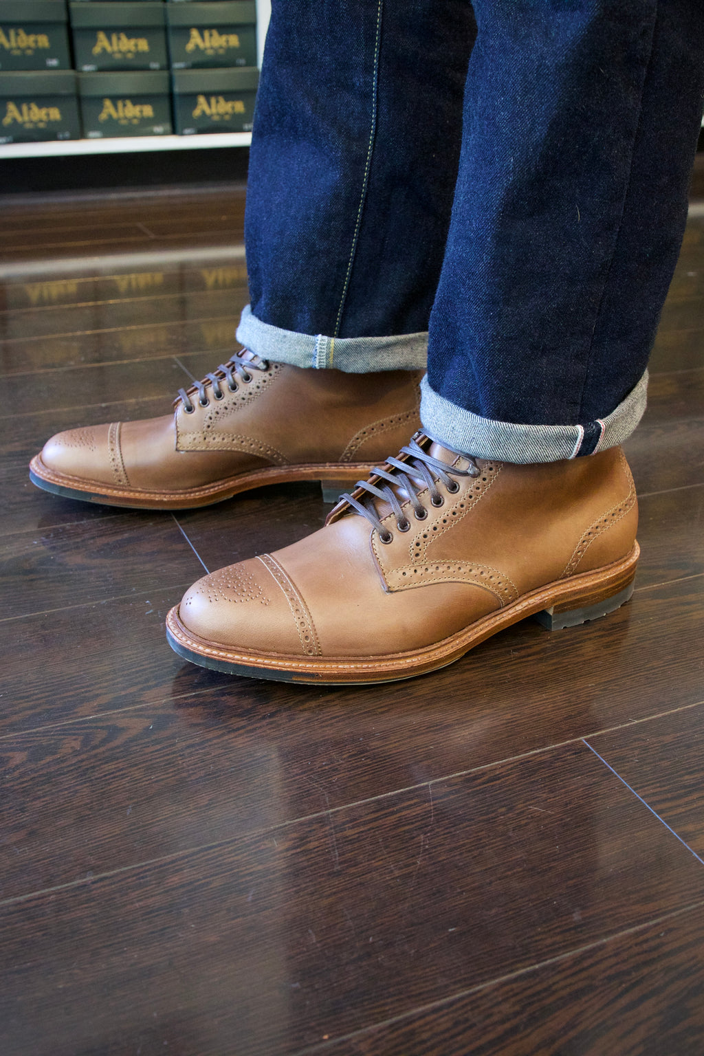 "Golden" Perforated Tip Boot in Natural Chromexcel, Barrie Last