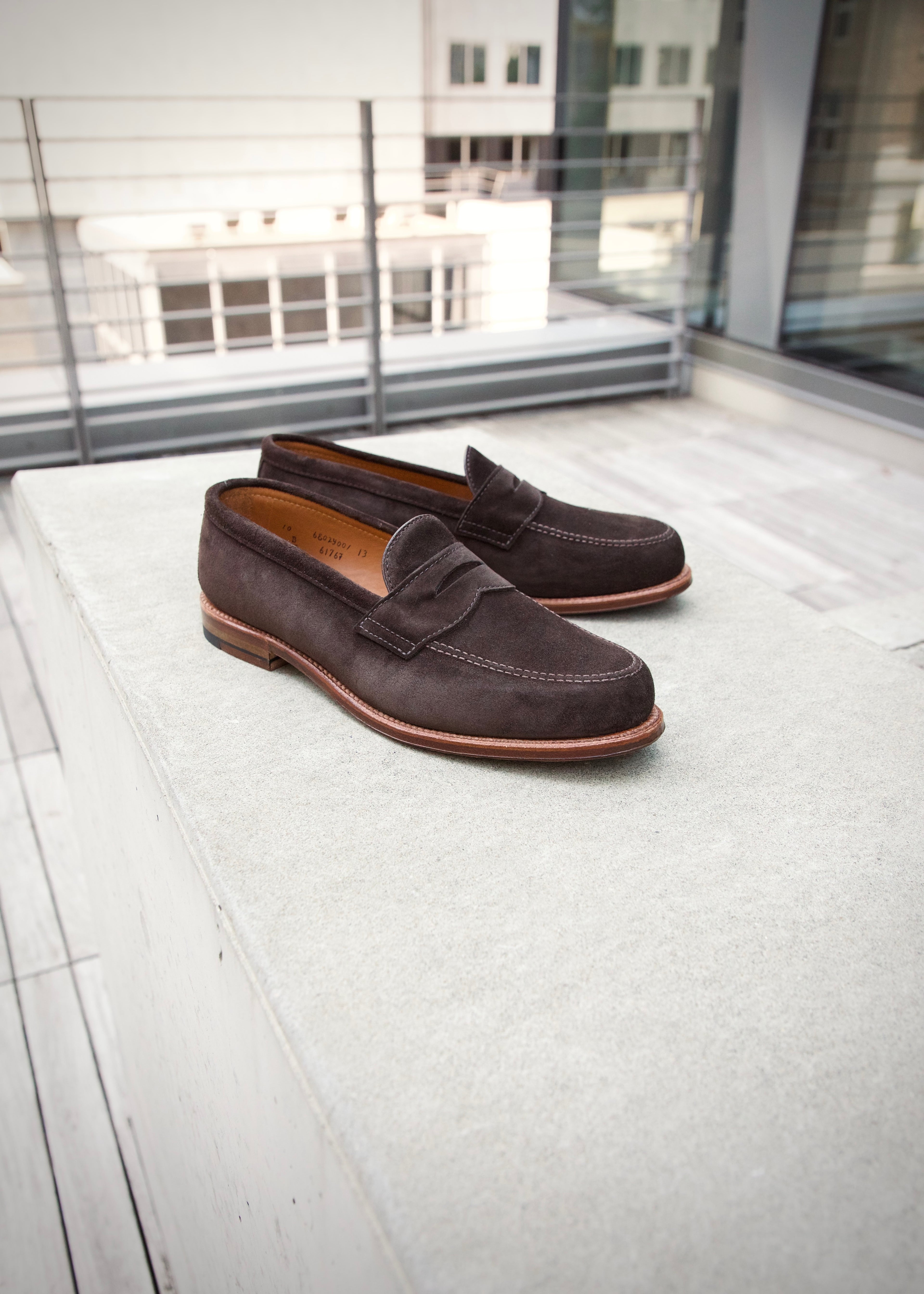 6176F Penny Loafer in Chocolate Suede, Van Last