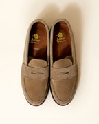 6244F Unlined Leisure Handsewn Penny Loafer in Tan Suede, Van Last