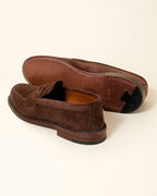 6245F Unlined Leisure Handsewn Penny Loafer in Dark Brown Suede, Van Last