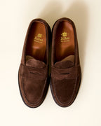 6245F Unlined Leisure Handsewn Penny Loafer in Dark Brown Suede, Van Last
