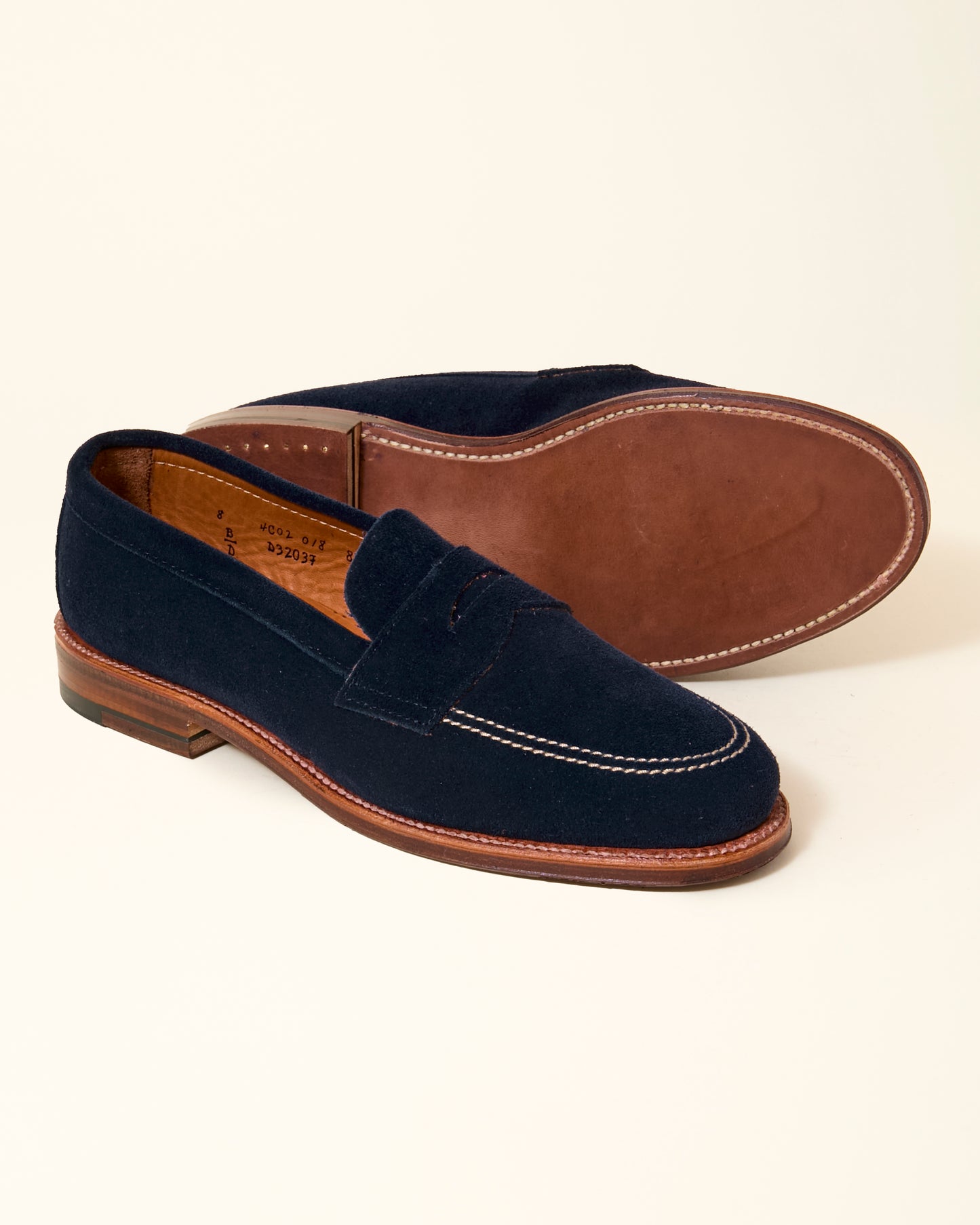 "Campus" Unlined Penny Loafer in Navy Suede, Van Last