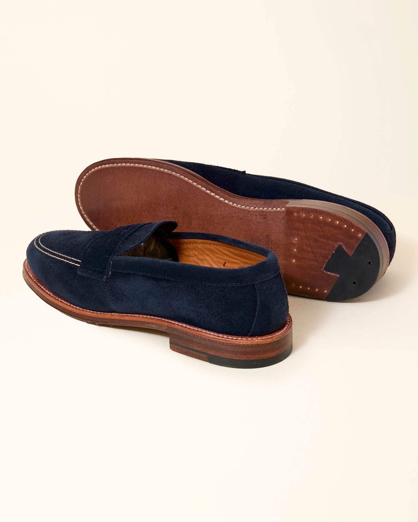 "Campus" Unlined Penny Loafer in Navy Suede, Van Last