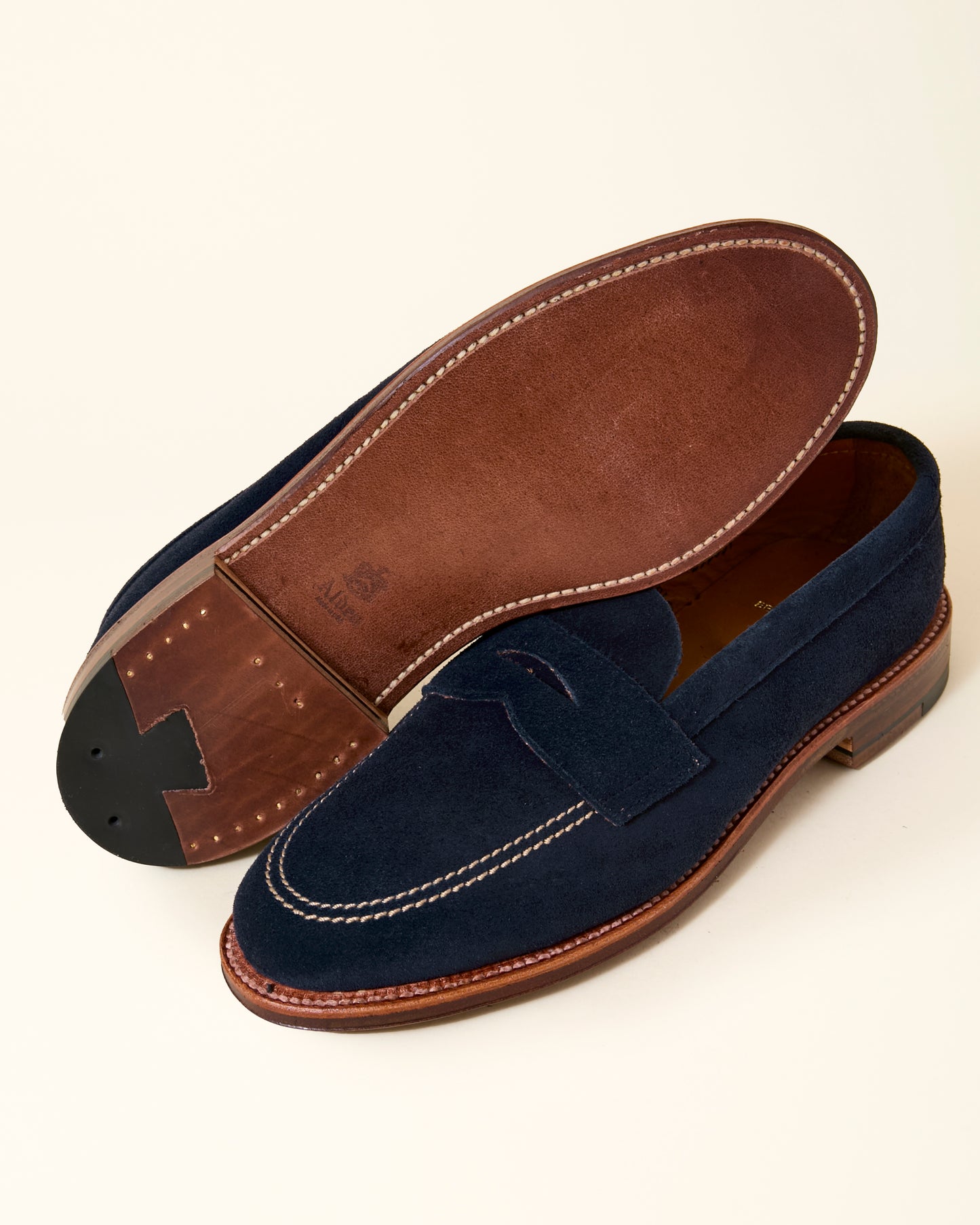 "Campus" Unlined Penny Loafer in Navy Suede, Van Last