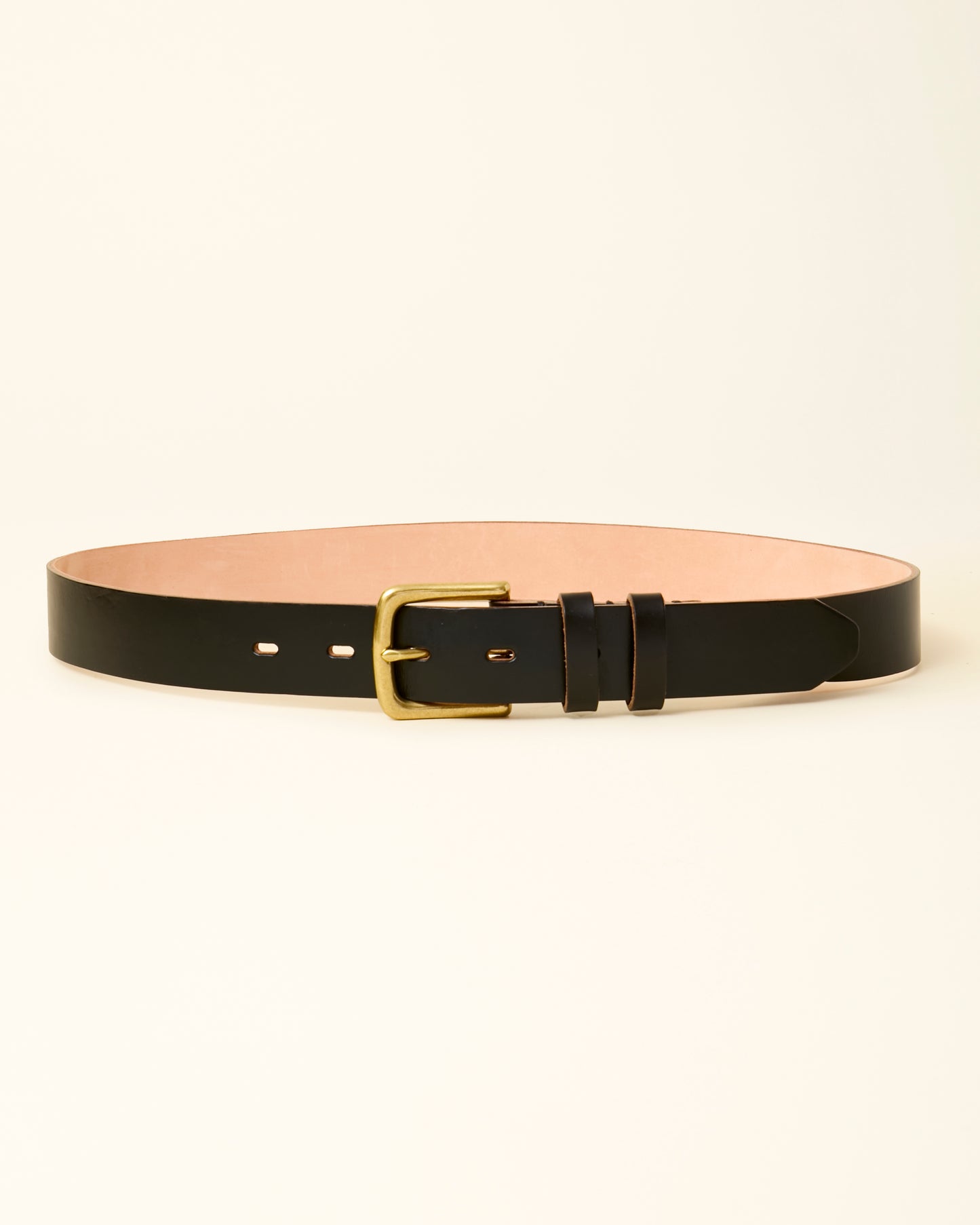 Black Chromexcel Leather Belt - Brass - 35mm