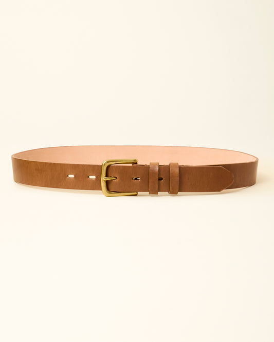 Natural Chromexcel Leather Belt - Brass - 35mm