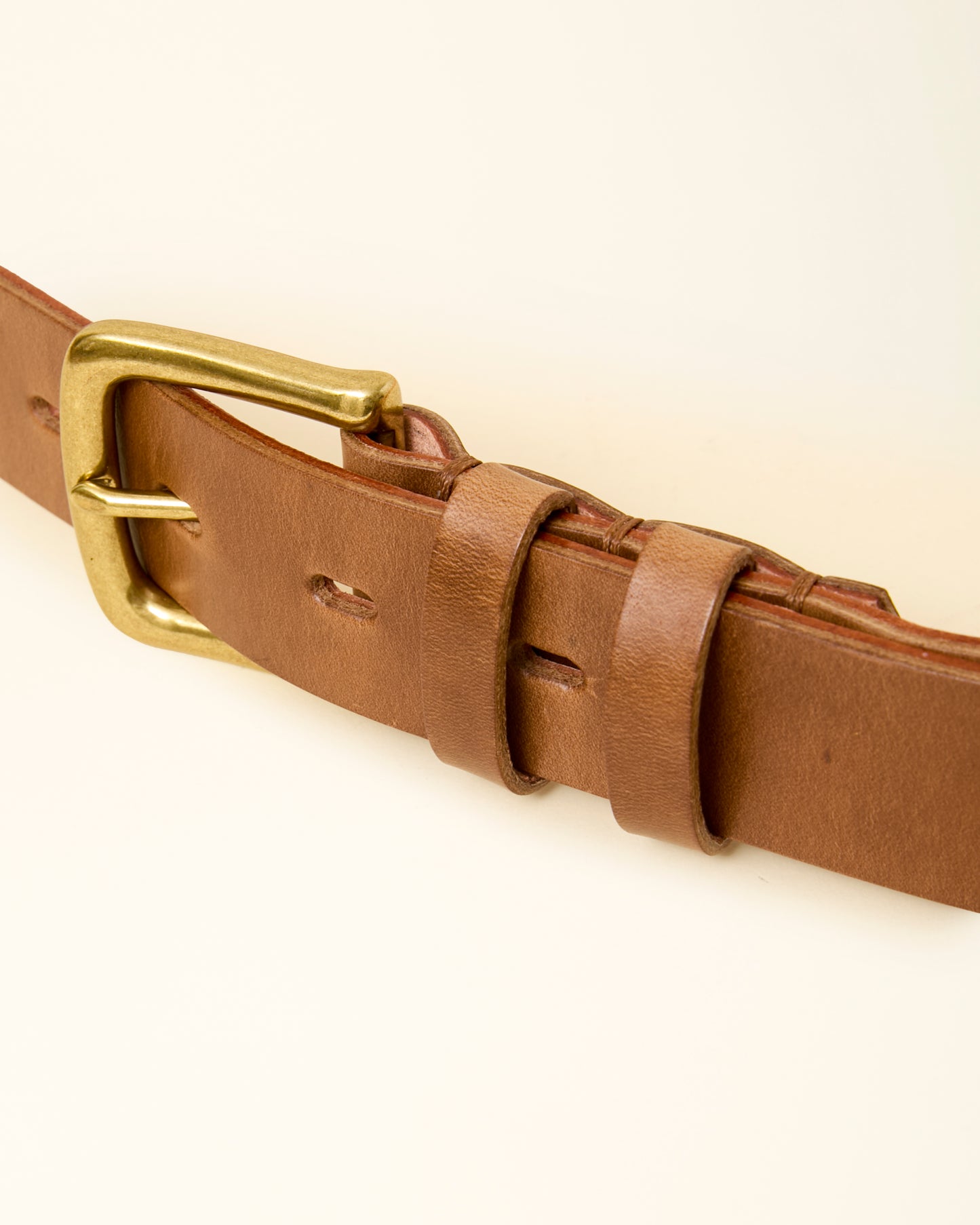 Natural Chromexcel Leather Belt - Brass - 35mm