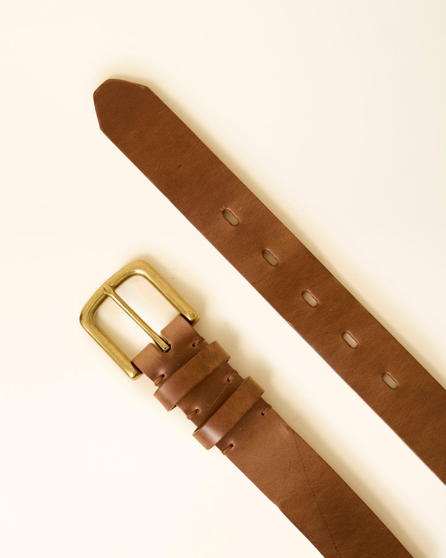 Natural Chromexcel Leather Belt - Brass - 35mm