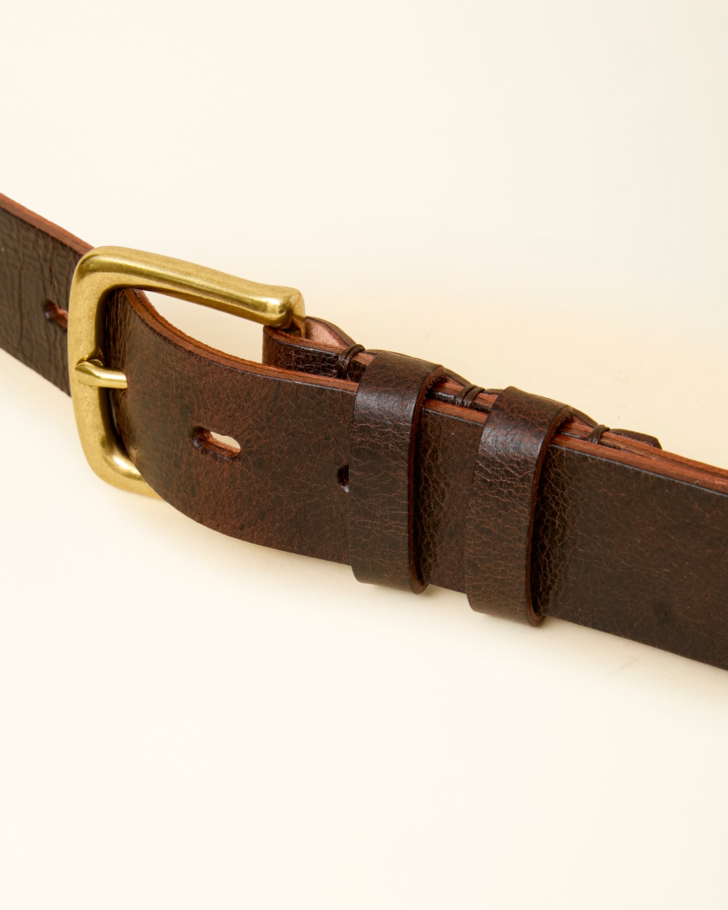 Naked Kudu Snuff Leather Belt - Brass - 35mm