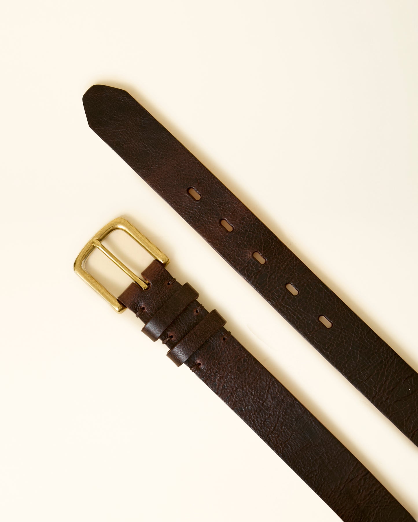 Naked Kudu Snuff Leather Belt - Brass - 35mm