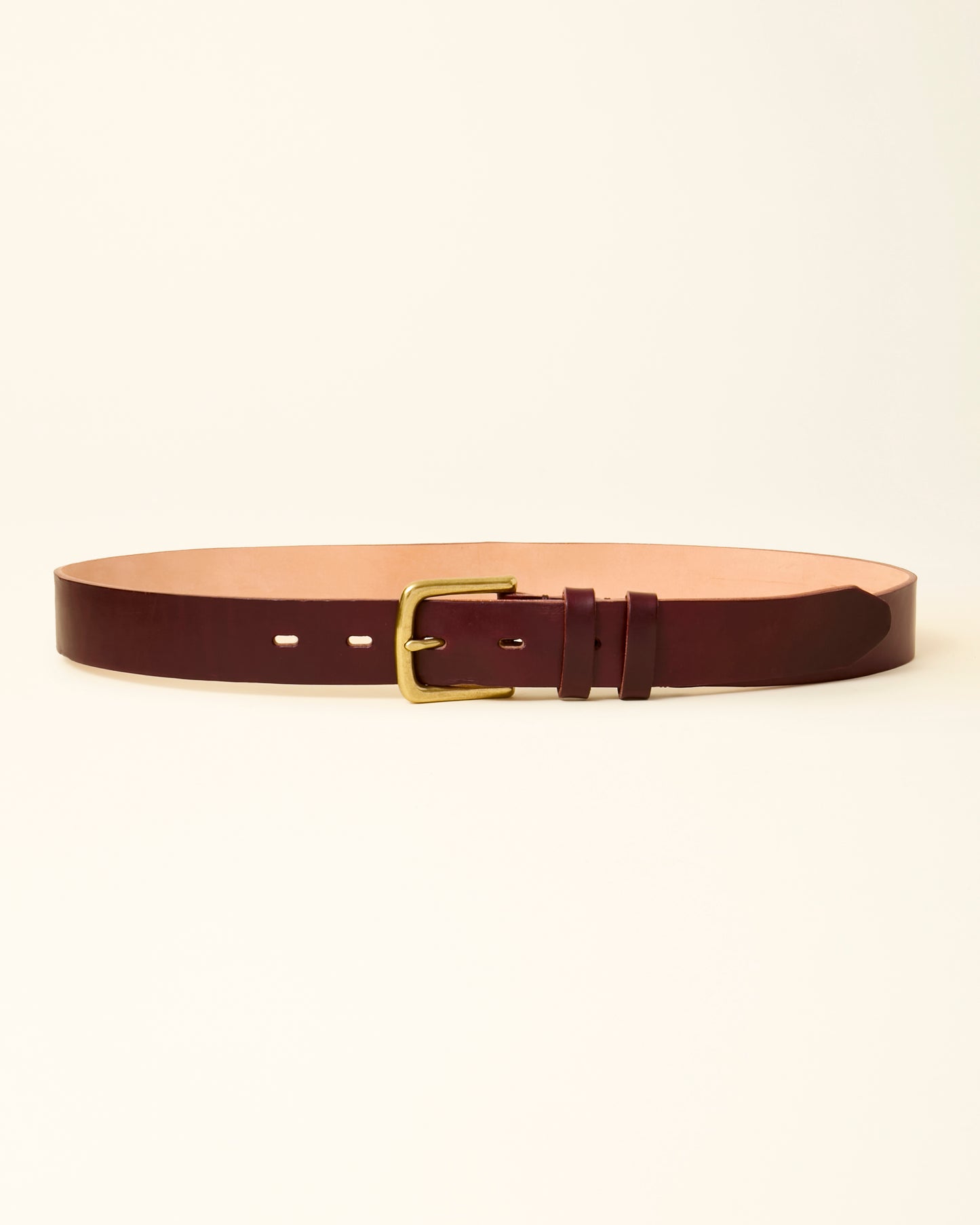 Color 8 Burgundy Chromexcel Leather Belt - Brass - 35mm