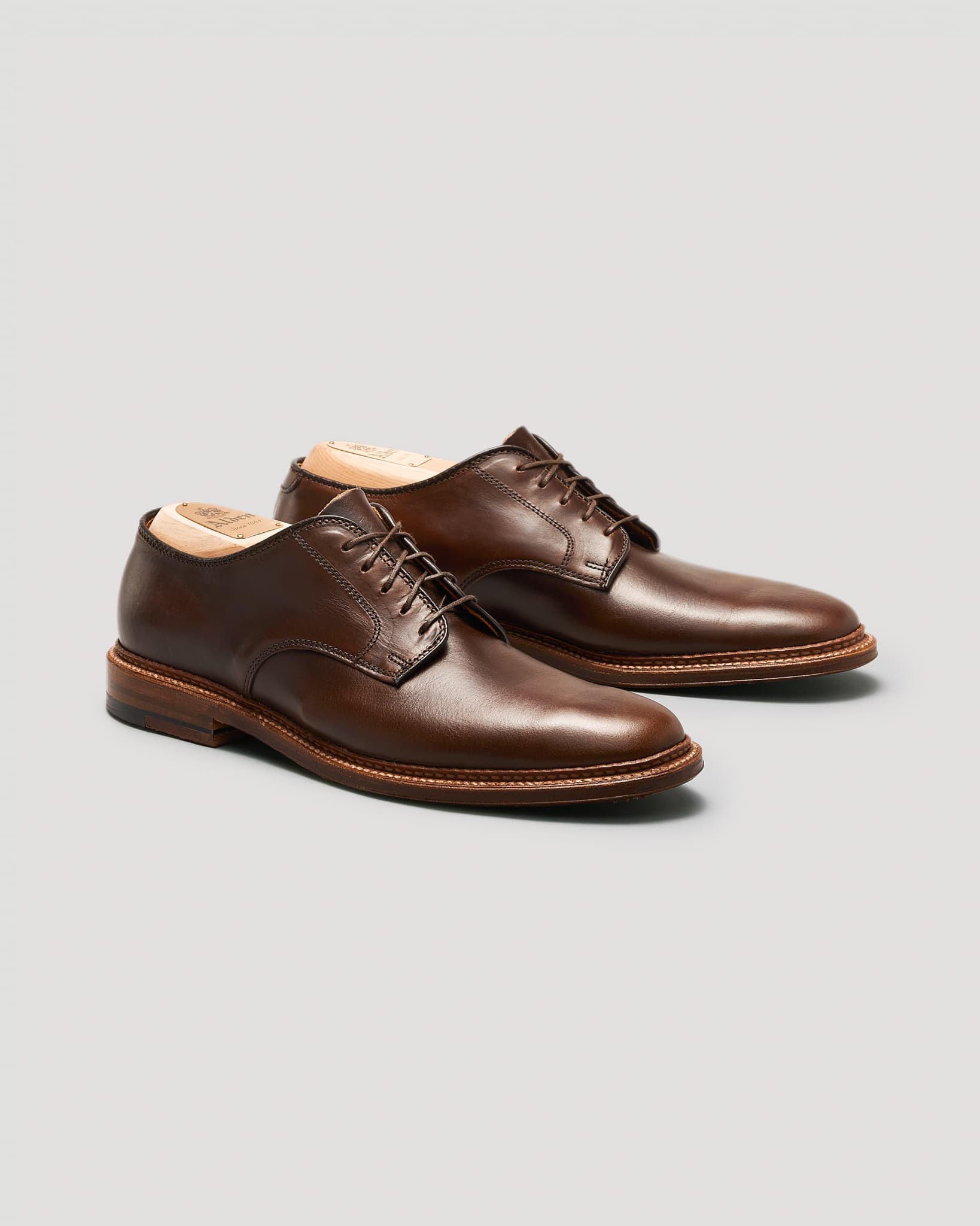 29364F Unlined Plain Toe Derby in Brown Chromexcel, Barrie Last