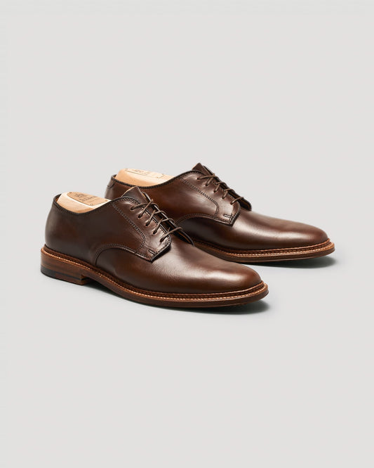 29364F Unlined Plain Toe Derby in Brown Chromexcel, Barrie Last