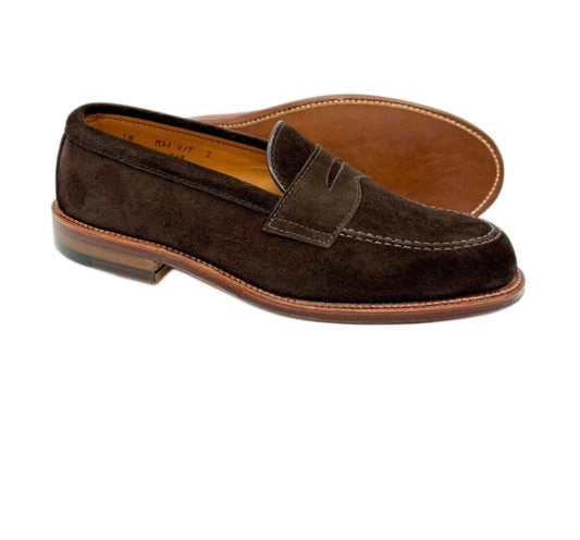 6176F Penny Loafer in Chocolate Suede, Van Last
