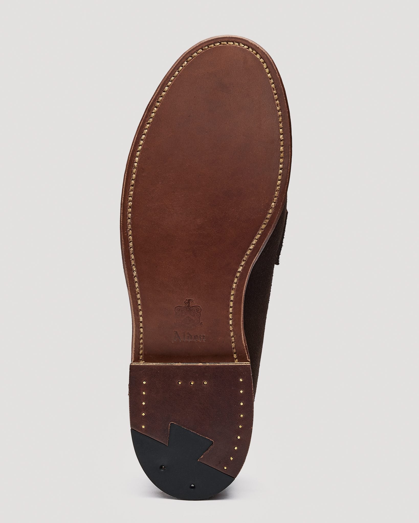6176F Penny Loafer in Chocolate Suede, Van Last