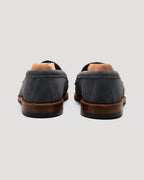 "Standard H" Unlined Leisure Handsewn Penny Loafer in Lead Gray Suede, Van Last