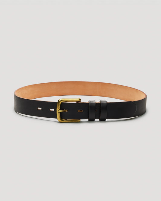 Black Chromexcel Leather Belt - Brass - 35mm