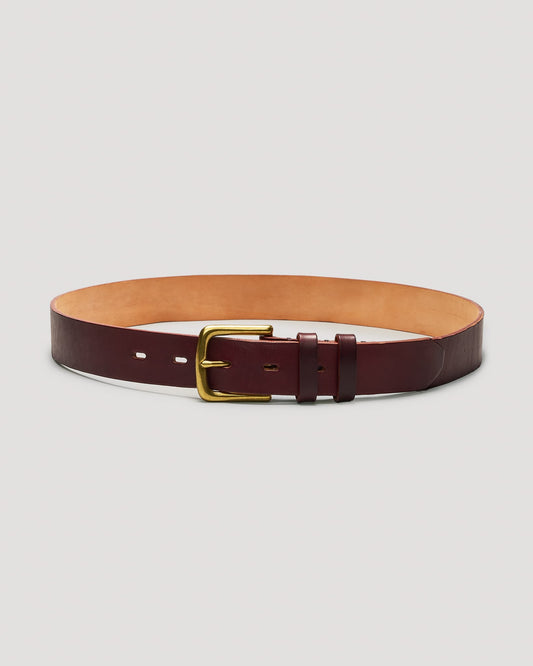 Color 8 Burgundy Chromexcel Leather Belt - Brass - 35mm