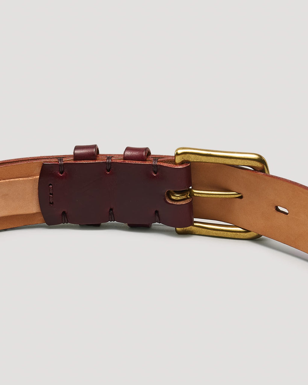 Color 8 Burgundy Chromexcel Leather Belt - Brass - 35mm