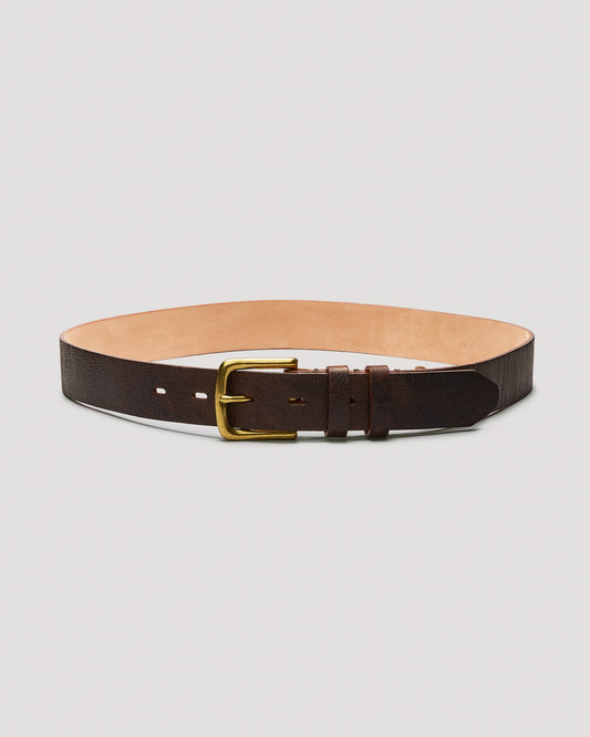 Naked Kudu Snuff Leather Belt - Brass - 35mm