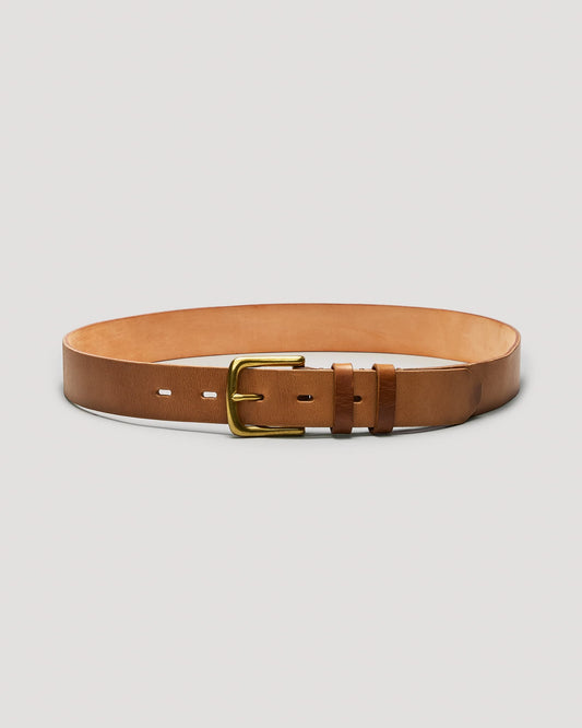 Natural Chromexcel Leather Belt - Brass - 35mm