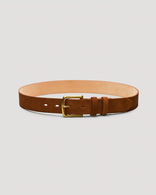 Repello Calf Snuff Suede Leather Belt - Brass - 35mm
