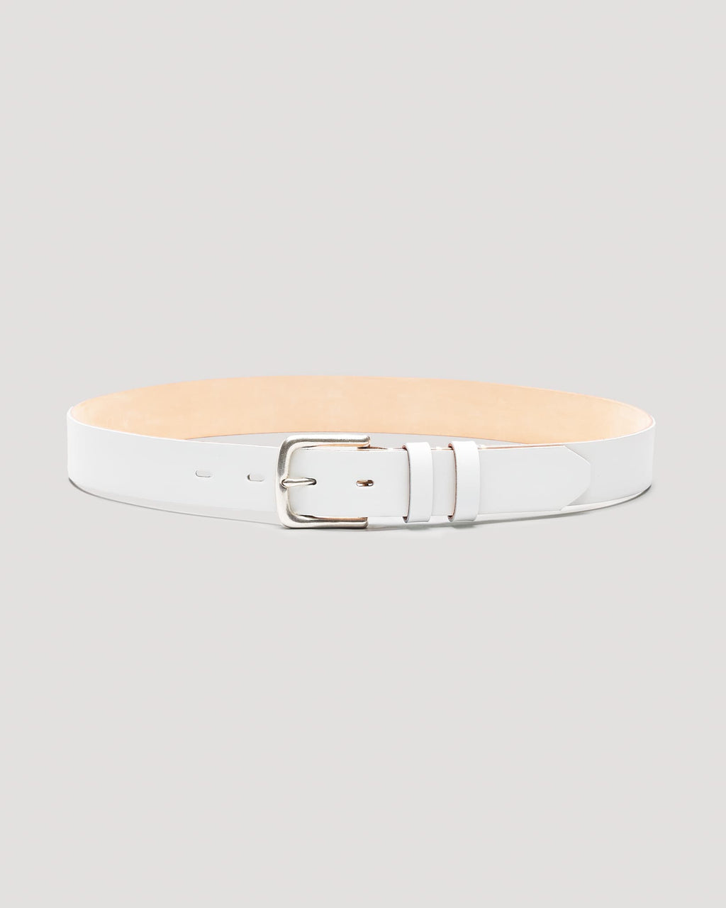 White Calf Leather Belt - Antique Nickel - 35mm