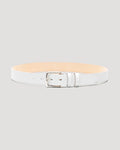 White Calf Leather Belt - Antique Nickel - 35mm